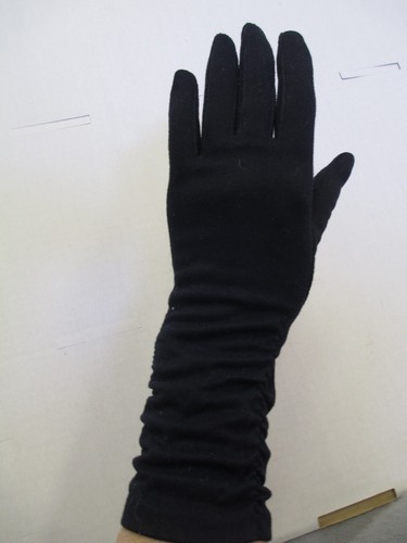 VTG LADIES GLOVES LONG RUCHED BLACK DRESSY HANSEN NYLASUEDE, SIZE 6 1/2, NICE - Picture 8 of 11