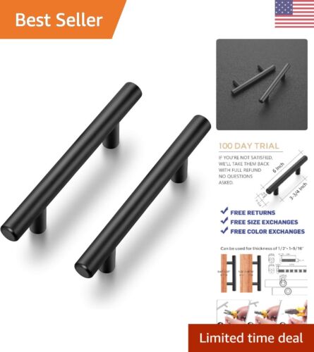 15 Pack 6 inch Cabinet Pulls Matte Black Stainless Steel Kitchen Cupboard Han...