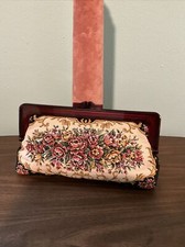 Vintage Embroidered Floral Tapestry Clutch By Regal