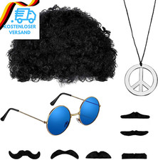 Uyuyong Hippie Kostüm Set 70Er Jahre Bekleidung Herren Hippie Mode Afro Perücke 