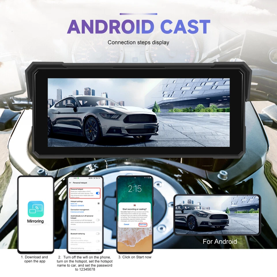 8.1" Wasserdicht Motorrad Apple CarPlay GPS Navi TouchScreen Navigator Autoradio - Bild 4 von 4