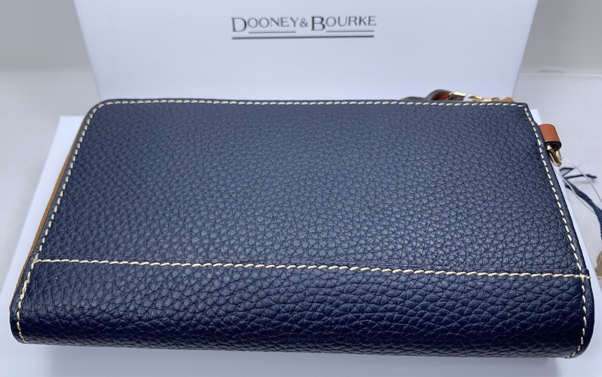 Dooney & Bourke Pebble Grain Folded Zip Wristlet Wallet Midnight