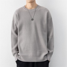Mens Knitted Sweaters Warm Long Sleeve Pullover Winter Round Neck Sweatshirt