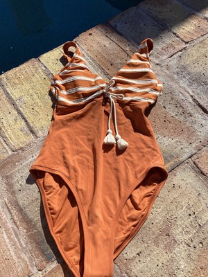 Robin Piccone Abi Plunge Neck One Piece Swimsuit New Size 8 790 Ebay