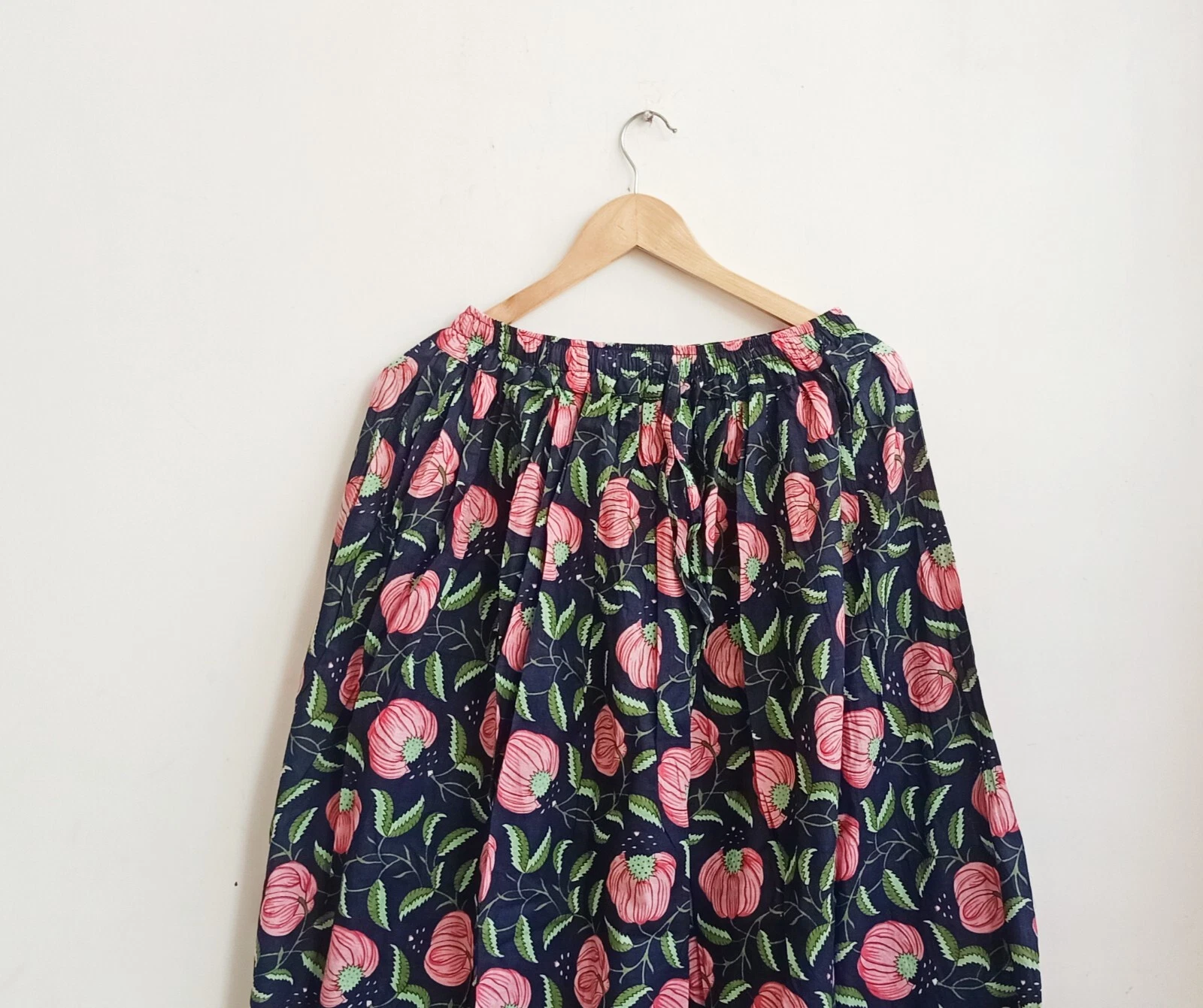 Indian Blue Beautiful Floral Cotton Handmade Skirt Women Clothing Long Skirts US