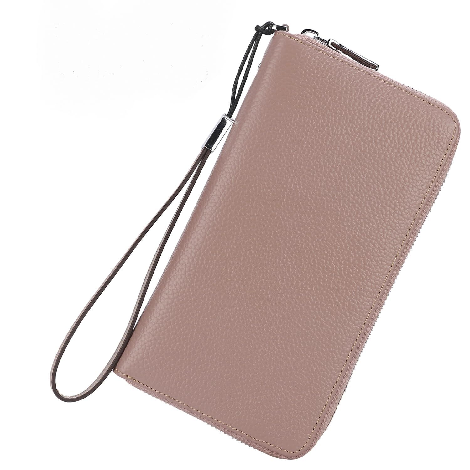 Leather Wristlet Wallet for Women with Large Phone Holder and Travel Purse-image