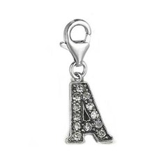 Clip on Letter A Dangle Charm Pendant for European Clip on Charm Jewelry w/ Lobs