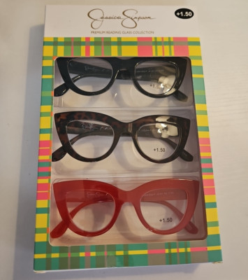 JESSICA SIMPSON 3 PACK SET PREMIUM READERS +1.50 BLACK TORTOISE RED