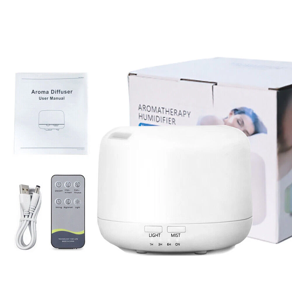 Air Purifier Humidifier with Essential Oil Diffuser and 7-Color LED Light for Bedroom