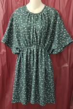 ASOS DESIGN Floral Print Dress Sz US 10 / UK 14 Green Stretch Batwing Sleeves UK