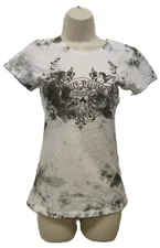 HARLEY DAVIDSON LADIES WHITE GLITTER CHERUBS BOMBA WASH T-SHIRT. NEW!
