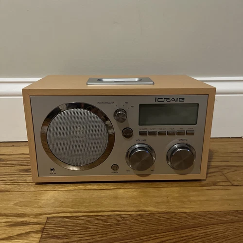 Alarm Clock Radio ICraig CMA3036 Retro iPad Docking Station AC-120V In Beige-image