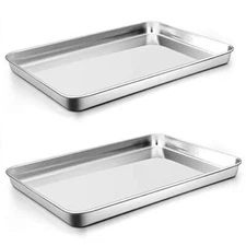 2 Pack 16x12x1 Inch Stainless Steel Oven Baking Cookie Sheet Pan Tray