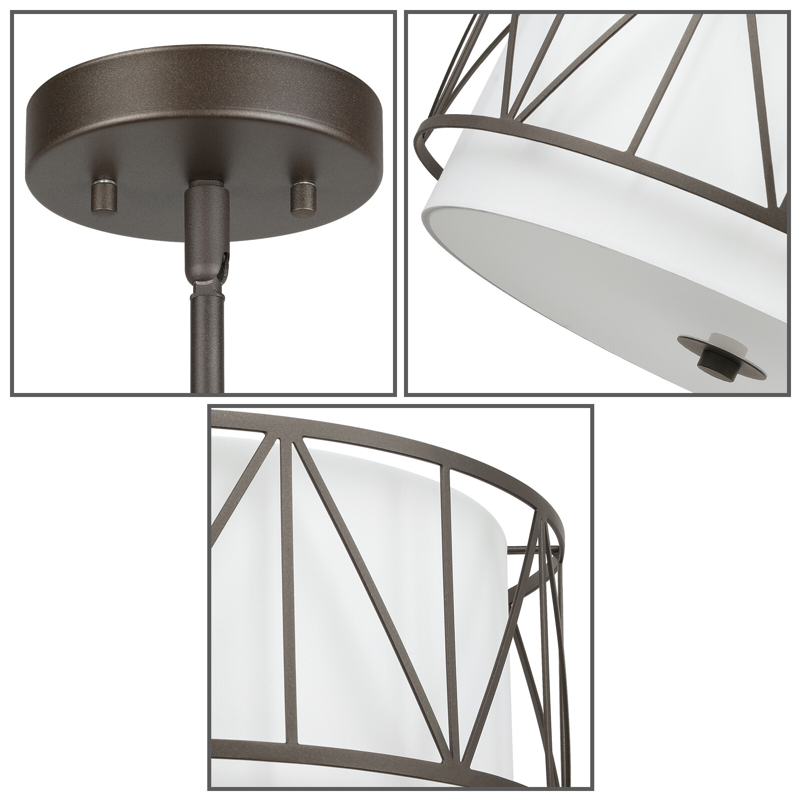 18 inch Drum Chandelier with Metal Cage Dark Bronze Pendant Light