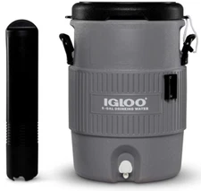 5 Gallon Portable Insulated Beverage Dispenser with Flat Seat Lid, Grey/Black