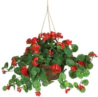 Nearly Natural 6609-rd Geranium Hanging Basket Decorative Silk Plant, Red , New, on sale Nearly Natural 6609-rd Geranium Hanging Basket Decorative Silk Plant, Red , New, on sale