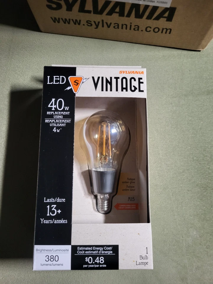 Sylvania LED A15 Amber Candelabra Base 2200k 4w/120v Case Of 6 LED4A15C/822/VIN/ - Image 3 of 4
