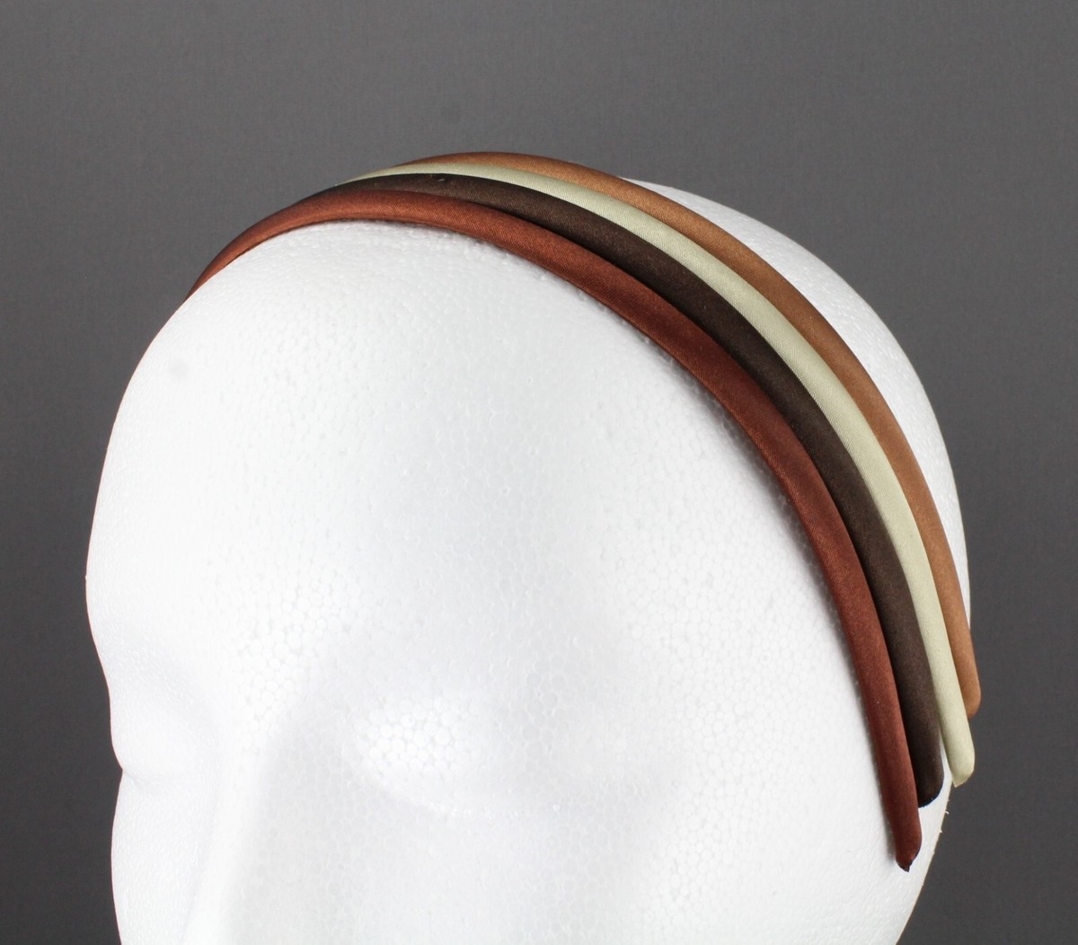 pack of 4 thin skinny satin headband hair band 3/8 wide Dark  display picture 1