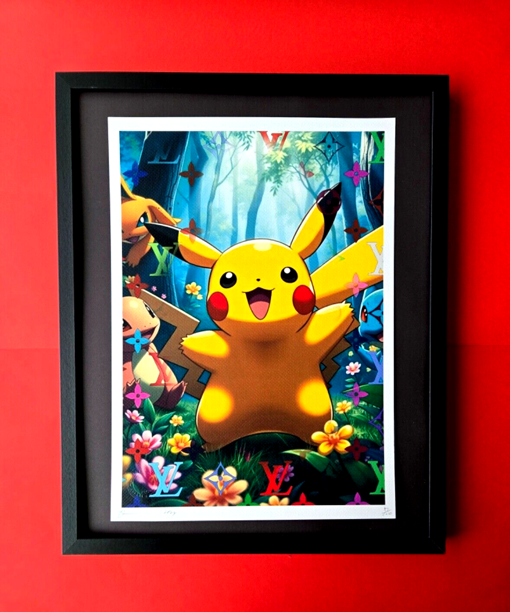 Death NYC Hand Signed Large Framed Print 16x20in Pokemon Pikachu
