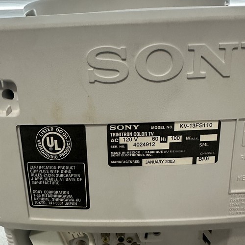 Sony Trinitron KV13FS110 VGA CRT Monitor Flashing Red Light Does Not Power On - Picture 8 of 8