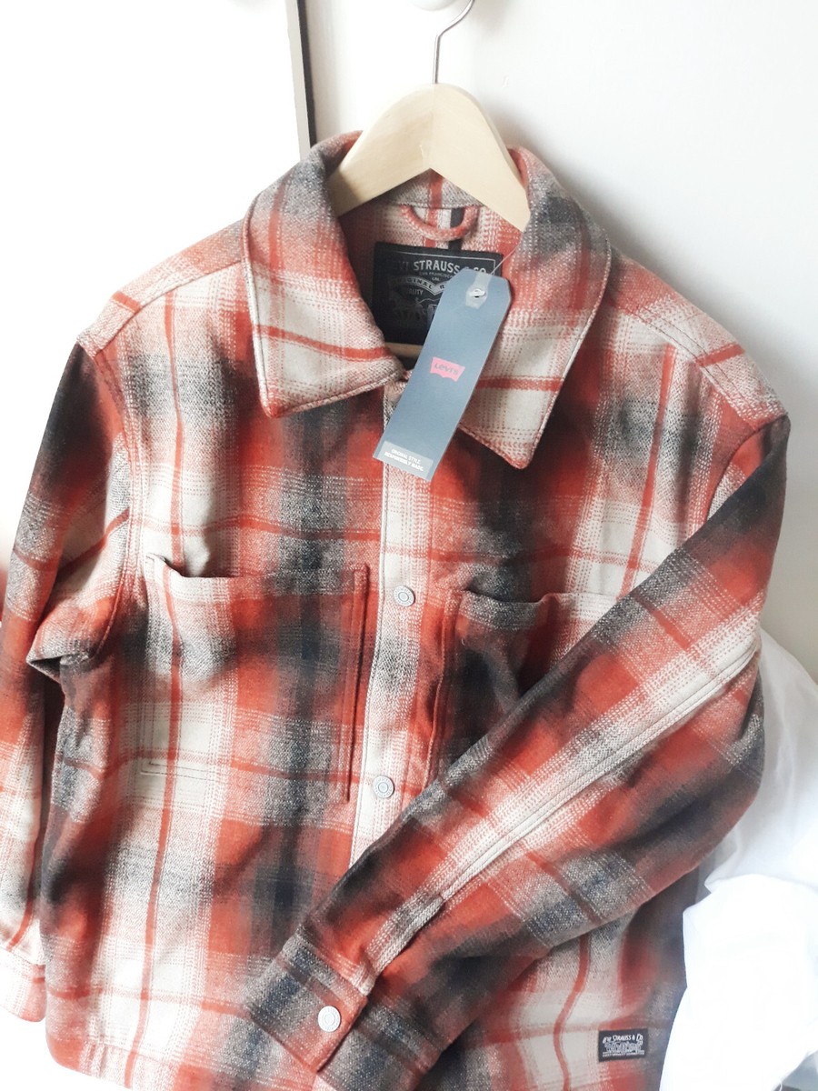 NEW Levis Lumberjack Jacket Size XXS Orange Cream Black Wool