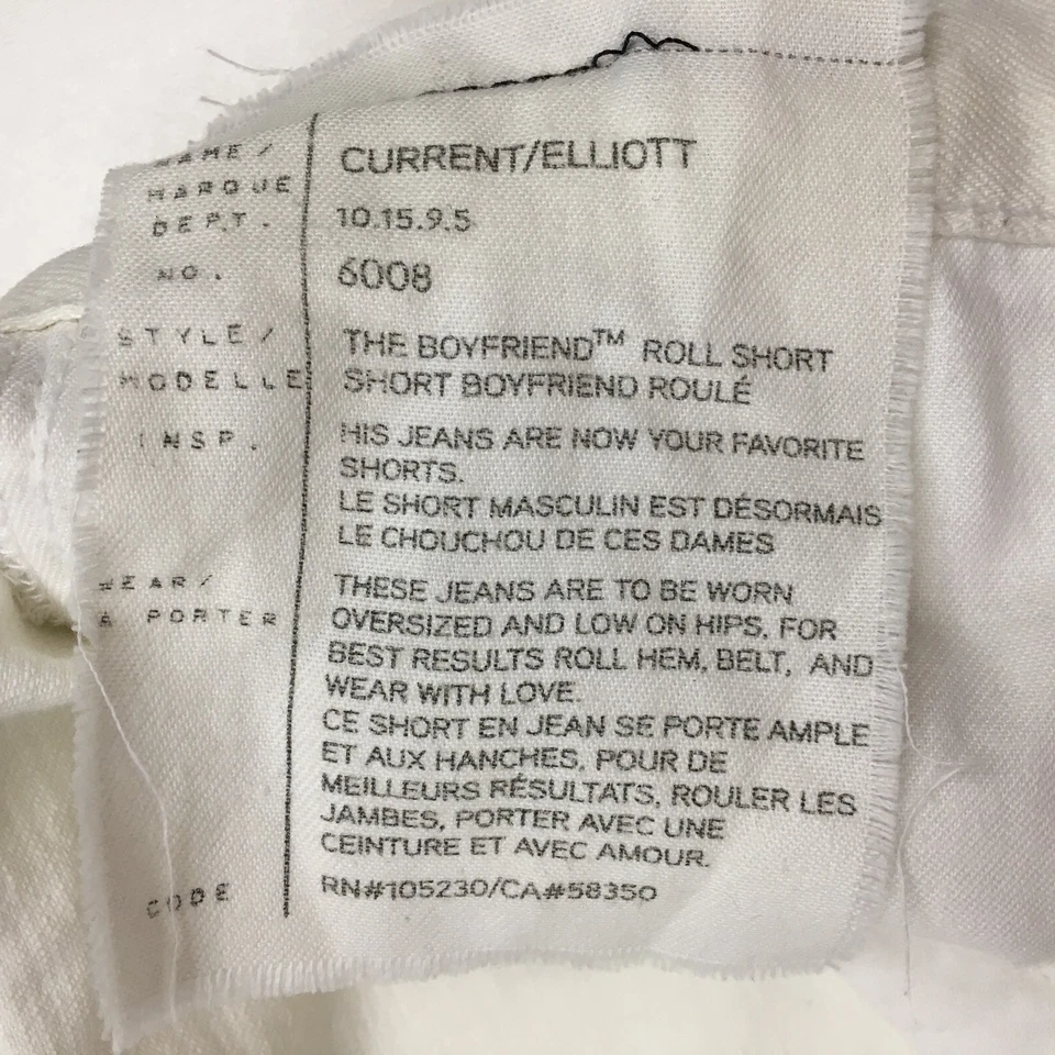 Pantalones cortos de mezclilla CURRENT ELLIOTT Sugar Wash The Boyfriend Roll para mujer talla 28 Foto 3 de 4