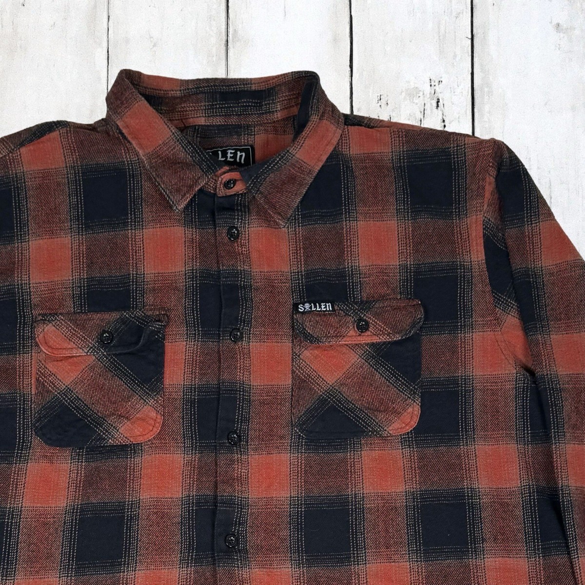 Sullen Flannel Button Up Shirt - Brown/ Black - Size 3x Fits XL | eBay