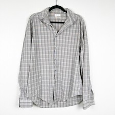 Calvin Klein Mens Long Sleeve Button Up Gray Sz L