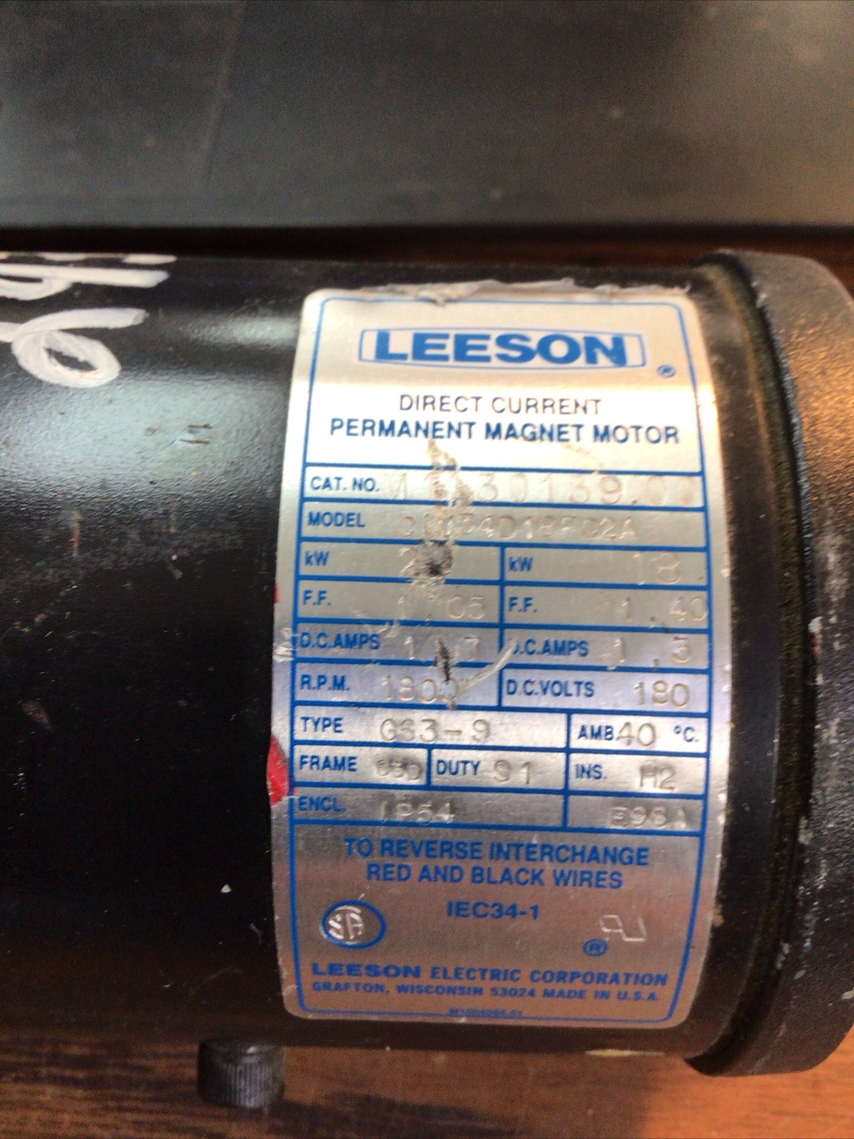 Leeson Direct Current Permanent Motor CIM34D18FC2A (VR9) eBay