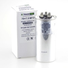 NEW - 70 7.5 MFD 440 Volt Round Run Capacitor 70/7.5/440 HEAVY-DUTY