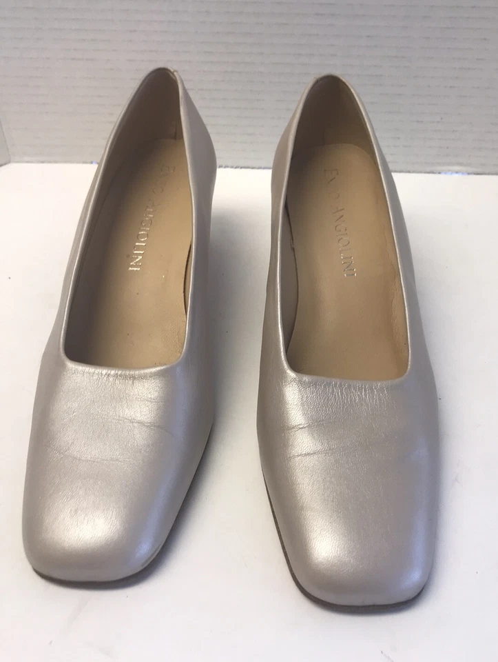 Zapatos de salón Enzo Angiolini para mujer 8,5 m champán cuero suave cremoso tacón grueso España Foto 3 de 4