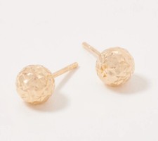 7mm Diamond Cut Ball Stud Earrings on Post Real 14K Yellow Gold Push Back QVC