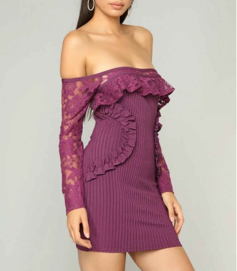 Off Shoulder Bandage Plum Purple Dress Size XL - Fashion Nova | eBay