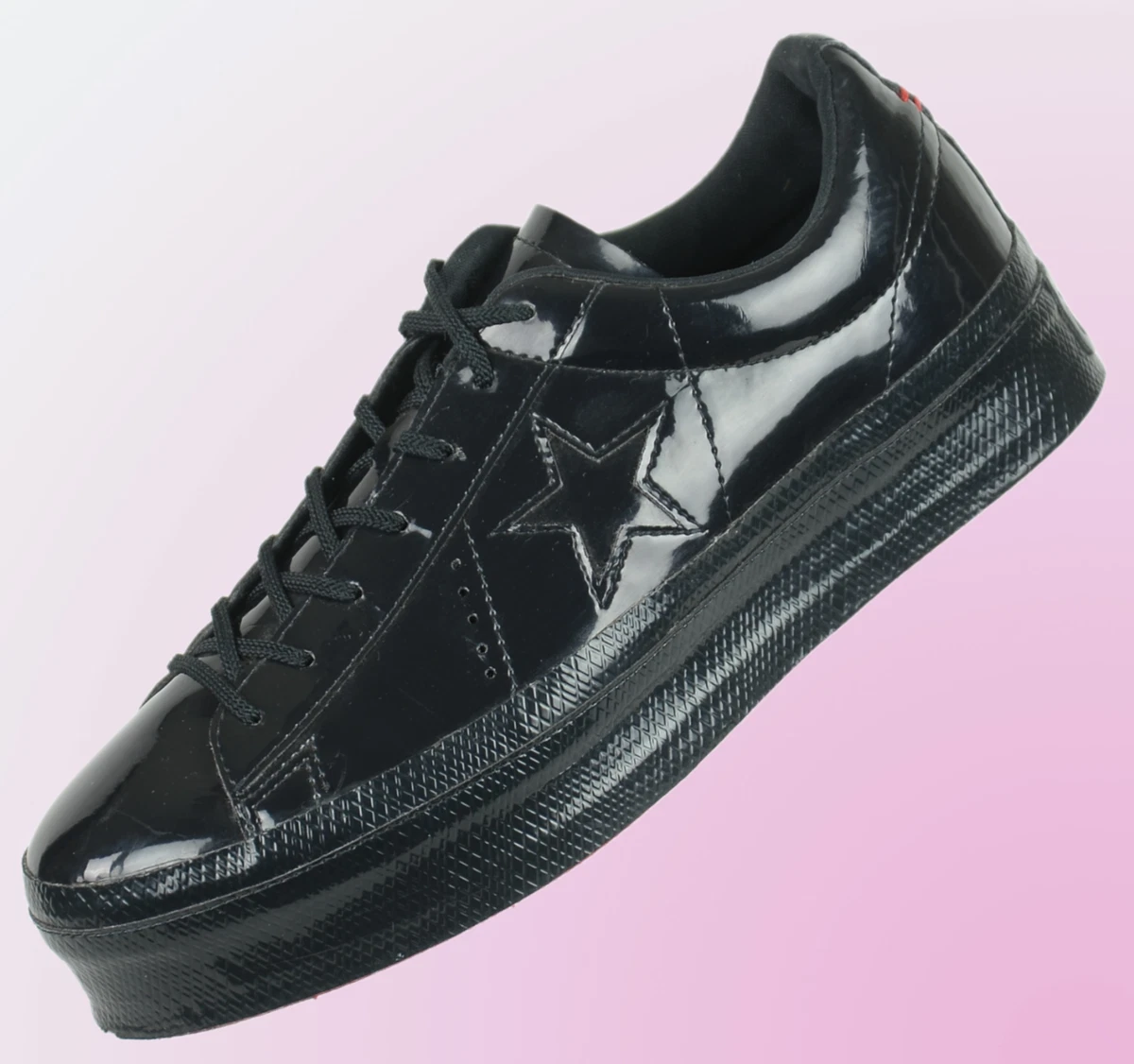 Converse Womens One Star Platform Sneaker Size 10.5M Black Patent