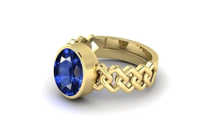 Кольцо регулируемое позолоченное с оригинальным синим сапфиром камнем Ratti Neelam 8,25 - Изображение 4 из 4