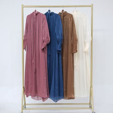 Elegant Women Abaya Muslim Long Maxi Dress Dubai Kaftan Party Islamic Arab Gown