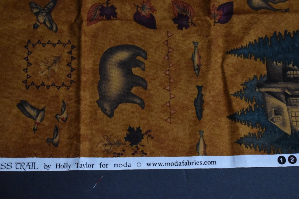 WILDERNESS TRAIL holly taylor MODA novelty cotton fabric FQ moose bear cabin - Image 4 of 4
