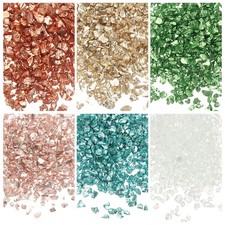 6 Colors Crushed Glass Chips 1-3mm Irregular Glitter 31.5g Solid Color,