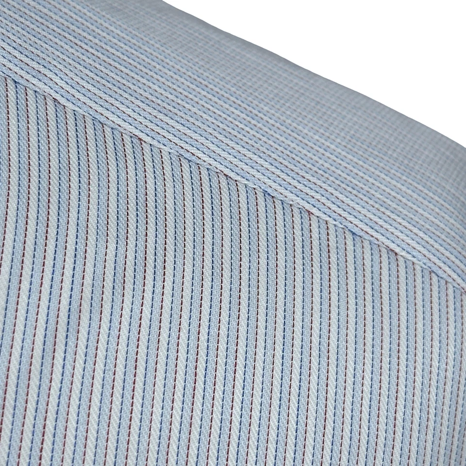 Brioni Neiman Marcus Dress Shirt Men’s Large 16.5 White Blue Striped French Cuff - Image 3 of 4