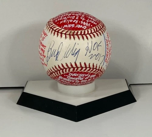 Bud Selig Signed 1994 WS Baseball, VCBC SuperStats, Hand Painted, HOF 2017 Insc.