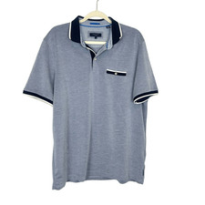 Ted Baker Polo Golf Polo Shirt Mens Size 7 Blue Contrast Trim Short Sleeve