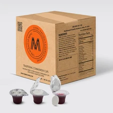 Pre-filled Communion Cups and Wafer Set - Box of 100 - Made with Concord Grap...