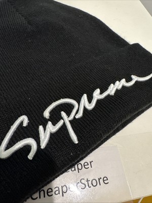 Supreme シュプリーム Classic Script Beanie AW 18 WEEK 11 NEW Supreme Classic Script Beanie Black / White logo FW18