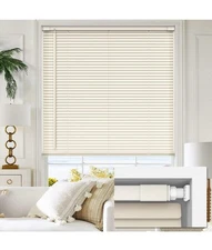LazBlinds 1" Vinyl Mini Blinds, Cordless Blinds 31" W x 64" H, Mahogany