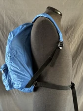 Vintage East-Pak Day Pack Backpack Blue Hiking Leather I. D. Badge Made in USA