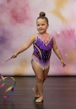 Girls' rhythmic Gymnastic Leotard with Rhinestones.