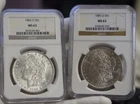 1884 0, 1885 O  US Morgan Silver Dollar $1 NGC MS63
