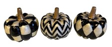 Mackenzie Childs Autumn Natural Capiz Pumpkins Set Of 3 Black  White Courtly