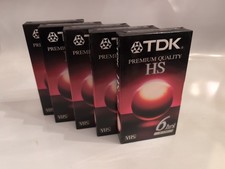 Lot of 5 TDK Premium Quality HS 6 Hours T-120 Blank VHS Tapes New  Sealed