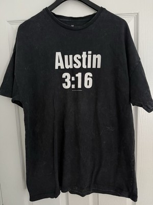 WWE Stone Cold Steve Austin Austin 3:16 Black Wrestling Shirt Size L 2000s